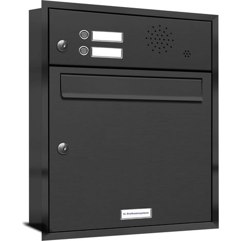 1er Briefkasten Unterputz RAL Farbe 7016 Anthrazit 2 Klingel Sprechgitter (1/5)