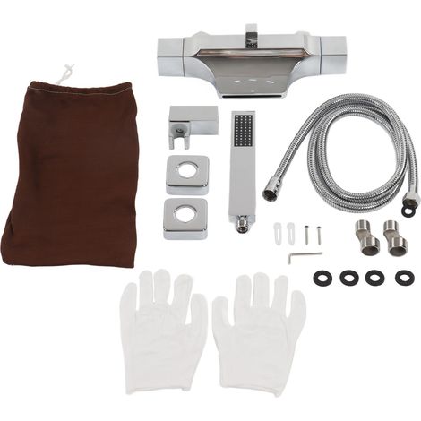 Ensemble de robinetterie de douche murale double fonction avec pommeau de douche, filetage intérieur et extérieur G1/2 argenté (1/5)