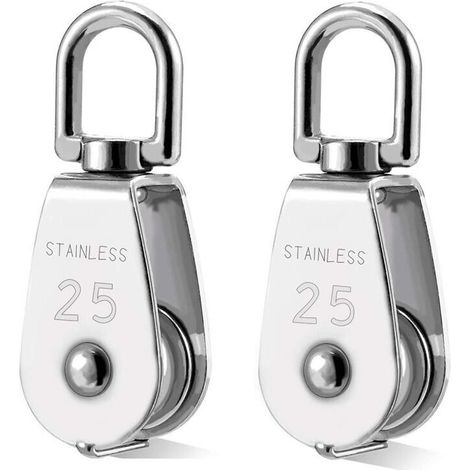 2 Pcs Poulie en Acier Inox 304 M25 Poulie de Levage Rouleau de Chargement