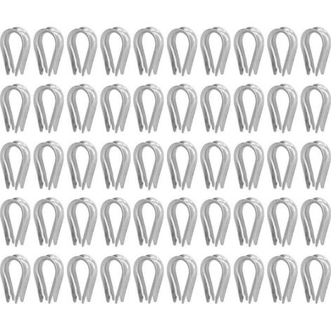 50 Pièces Câble Métallique Cosse Câble Métallique Clips Outils de Gréement de Câble en Acier Inoxydable pour la Construction Navale(M4 (4 mm))