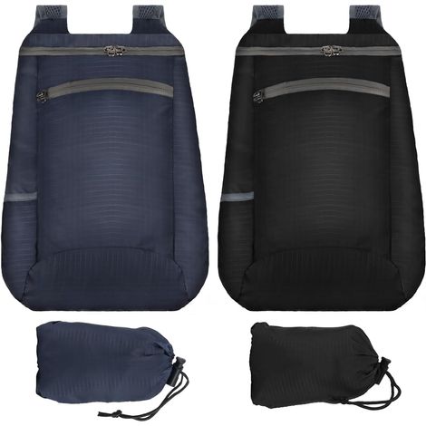 Set di 2 zaini da trekking ultraleggeri, pieghevoli e impermeabili con 2 tasche, ideali per campeggio, sport, shopping, picnic e viaggi resistenti e compatti.