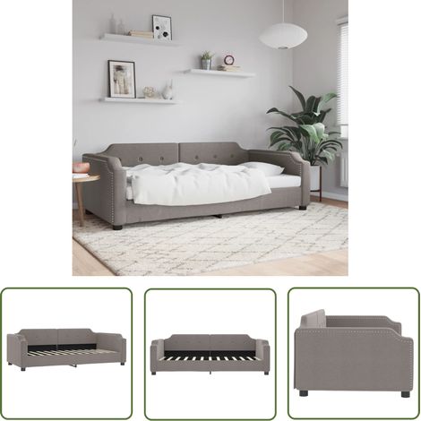 The Living Store Lit de repos taupe 100x200 cm tissu - Lit Deux Places - Canapé Convertible - Lit Invité - Mobilier Salon - Meuble Chambre (1/5)