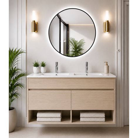 Badmöbel hängend mit Waschbecken extra flach ORIGENBATH NEBARI ohne Spiegel 120x45 cm Doppelwaschbecken Estepa (1/3)