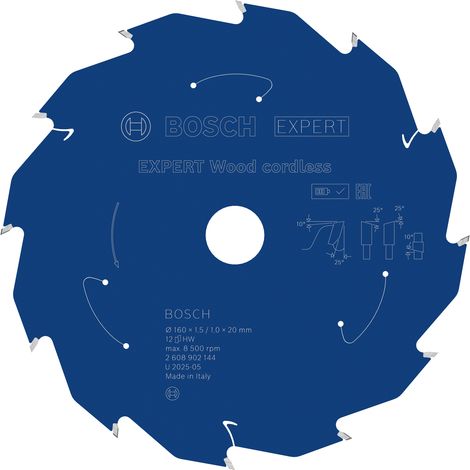 Bosch EXPERT Wood cordless Circular Saw Blade 160 x 1.5/1 x 20 mm T12 2608902144 (1/5)