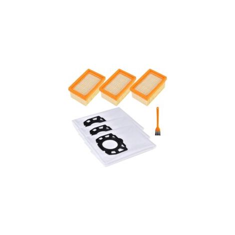 Lot de 3 filtres d'aspirateur pour Kärcher WD4 WD5 WD6 - 3 sacs d'aspirateur pour Kärcher MV4 MV5 MV6 WD4 WD5 WD6 WD5 WD6 - Avec 1 brosse - Pièces de rechange pour aspirateur Kärcher (1/5)