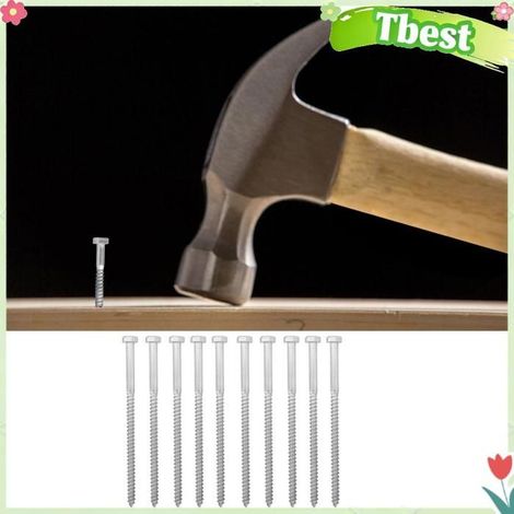 Tbest Vis tire-fond hexagonales Vis de tire-fond hexagonales en bois de boulon de demi-filetage d'acier inoxydable outillage clou (1/5)