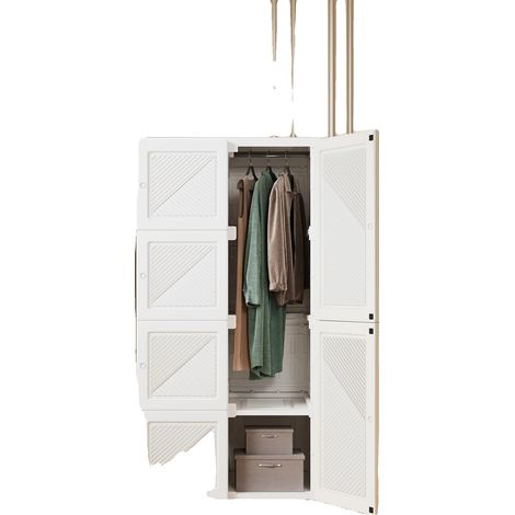 Armario plegable con amplio espacio de almacenamiento, color blanco, 69x50x139cm. (1/2)