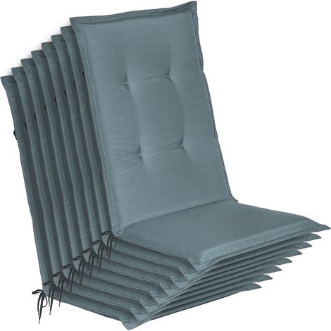 Lot de 8 coussins d'assise pour chaises de jardin Loft HL, bleu pigeon, 120 x 50 x 6 cm (1/5)