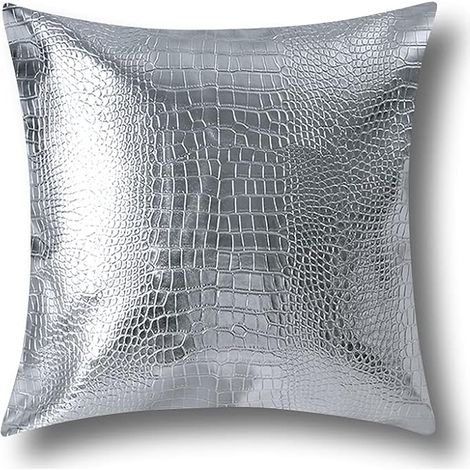 Housse de Coussin Argentée 45x45cm, Double Face, Style Moderne pour Canapé et Salon, Décoration Élégante (1/5)