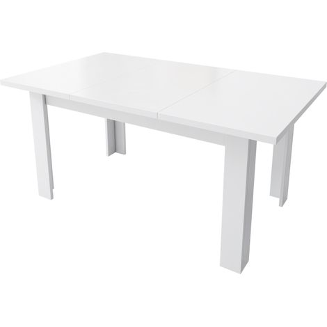 Mesa de comedor blanca 120 x 70 cm con almacenamiento oculto MDF (1/5)