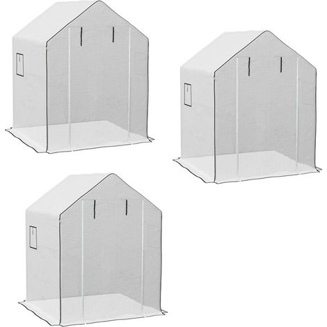 3er-Set rsatzfolie Gewächshausfolie mit UV-Schutz, Seitenfenster, Rolltür, Ersatzabdeckung, PE-Folie für Tomatenhaus, Treibhaus, Weiß, 140 x 143 x 190 cm