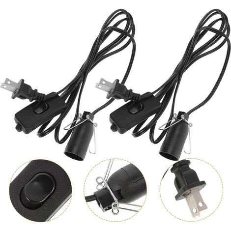 Lot de 2 câbles d'alimentation de rechange pour lampe à sel, culot E12, avec prise américaine.-150.00X2.50X2.50CM-Black (1/2)