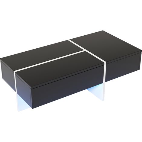 CAIziTable basse laquée brillante, coloris noir et blanc, 100 x 50 x 34,5 cm (1/5)
