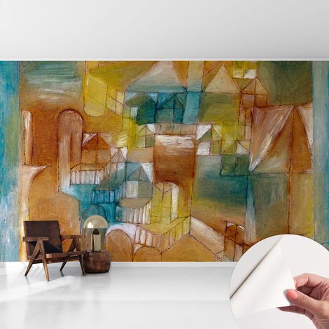 Tapete adhésive moderne pour salon et chambre à coucher Décoration rapide avec colle Structures géométriques 416x254 cm (1/5)