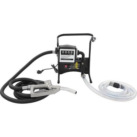 Pompe de transfert de carburant électrique – Pompe à gasoil / diesel auto-amorçante avec compteur haute précision, pistolet de distribution et tuyaux – 220 V 200 W, débit 0-50 L/min, aspiration max 3  (1/5)