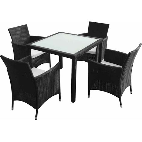 Maison Exclusive - Set da Pranzo da Giardino 5 pz con Cuscini in Polyrattan Nero (1/5)
