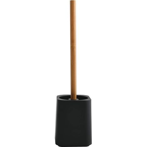 Toilettenbürste mit hygienischem Behälter, mattschwarzes Bambus (1/5)