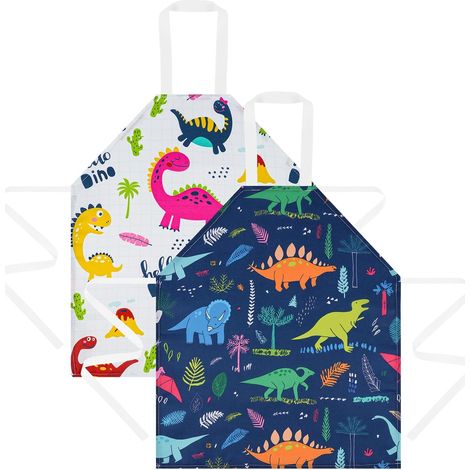 Tablier de Cuisine Enfant, 2pcs Tablier Cuisine pour Enfant Étanche Lavable en Machine, Ecole Filles ou Garçons pour Poterie Peinture (1/5)