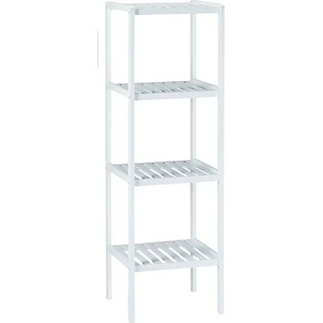 Estantería de baño de bambú de 4 niveles blanca 130001097 (1/3)