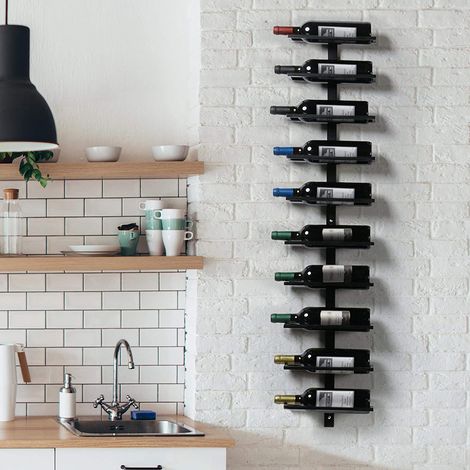 Casier à Vin  Porte-Bouteilles Etagère Murale 116cm en Métal pour 10 Bouteilles (1/5)