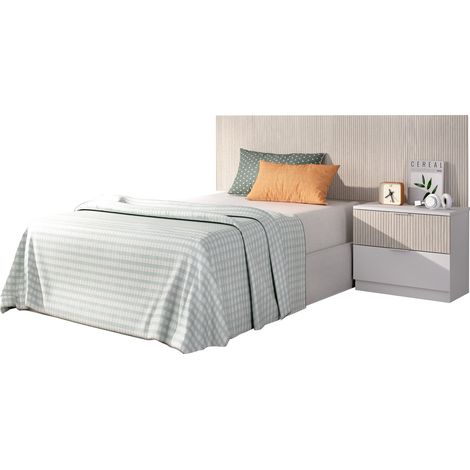 DEKIT LION - CABECERO CON MESITA PARA CAMA INDIVIDUAL - BLANCO / ALISTONADO - 100 x 158 x 34 (1/5)