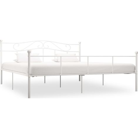 284521  Bed Frame without Mattress White Metal 180x200 cm Super King vidaXL (1/5)