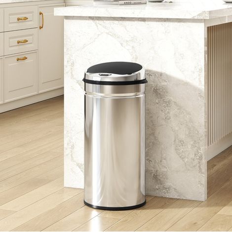 Pattumiera automatica con sensore da 42 L in acciaio inox, argento DESVIAE (1/5)