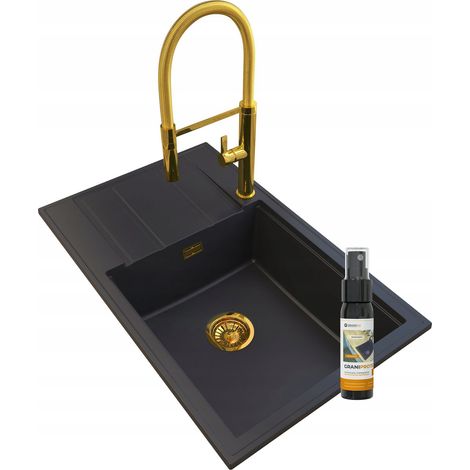 ÉVIER EN GRANIT NOIR LOUIS SIPHON GOLD BAT HIGH (1/5)