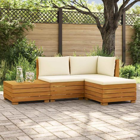 vidaXL Ensemble de canapés d'extérieur avec coussin 4 Pièce Marron