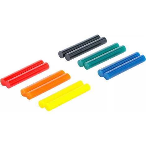 Bâtonnets de Colle Chaude Multicolores D.7,5 mm x 50 mm - Lot de 12 pcs - Adhérence Rapide et Polyvalente - D-Work