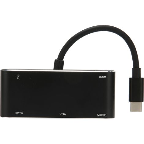 5-in-1 USB-C-Hub mit mehreren Anschlüssen, VGA-Anschluss, Schnellladefunktion und PD-Unterstützung, tragbar für PC, Smartphone und Tablet (1/5)
