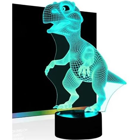 Lampe de table LED tactile 3D colorée série Dinosaure, 16 couleurs, avec télécommande, socle noir, cadeau de Noël (1/5)