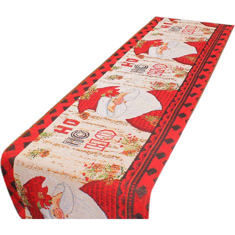 Chemin de table de Noël imprimé avec drapeau résistant à l'usure et aux taches, pour la décoration de table de Noël, motif Père Noël (1/5)