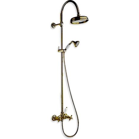 Cristina Ondyna – Colonne de douche rétro complète vieux bronze – Pommeau haut diamètre 200mm – Flexible 150cm – Installation murale - CH17392 (1/2)