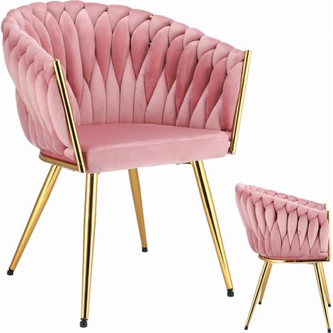 Chaise rose en velours tapissée – Dossier haut et assise moelleuse – Structure en acier solide pour durabilité – Design élégant – Molto (1/4)