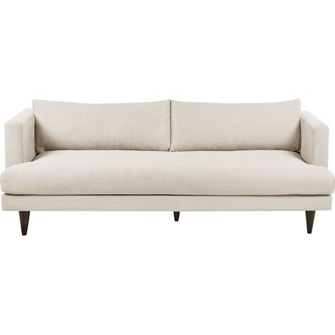 Divano a 3 posti in tessuto Soggiorno Stile moderno Gambe in legno scuro Beige chiaro Jarpen