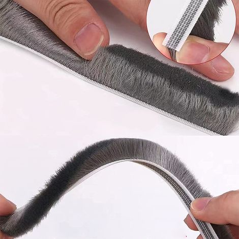 8M Bürstendichtung Selbstklebend, 9mm(B) x 5mm(D) Bürstendichtung für Rolladen Schiebetür, mit Idealer Klebkraft, Türbürstendichtung Dichtungsband Insektenschutz für Fenster Tür - Grau (1/2)