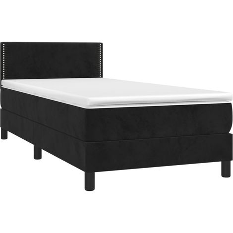 vidaXL Letto a Molle con Materasso e LED Nero 90x190 cm in Velluto (1/5)