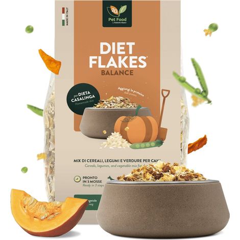 Diet Flakes Balance 350g: DIET FLAKES BALANCE Fiocchi naturali cotti a vapore per cani per diete casalinghe (1/3)