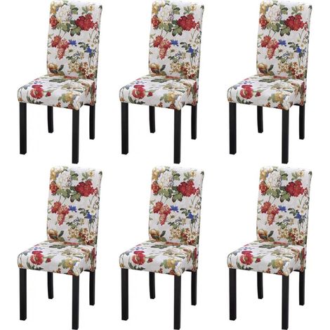 Lot de 6 chaises de salle à manger cuisine design rétro tissu multicolore CDS022656 (1/5)
