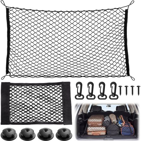 Filet de Rangement Coffre Voiture 110×60cm Extensible Jusqu'à 140×100cm (1/5)