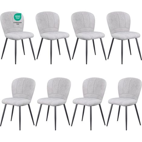 Chaises de salle à manger - WAFTING - Design Coquille - Chenille douce - Pieds métal - Lot de 8 (1/5)