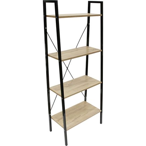 DARA - Etagère 4 Plateaux Métal et Aspect Bois (1/5)
