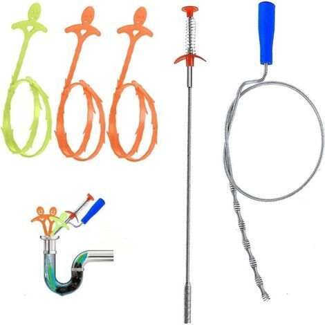 Pipe unblocker (5 pieces), for sink, toilet, flexible pipes/drainage (1/5)