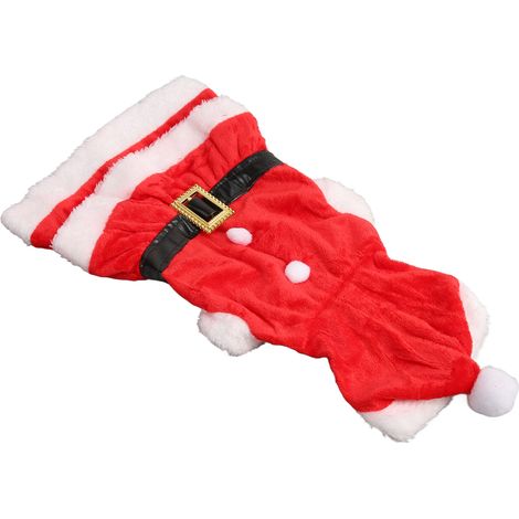 Robe de Noël pour animaux de compagnie, douce et épaisse, double face, en polaire corail respirante, fermeture à boutons, robe de Père Noël pour chien pour l'hiver, taille S (1/5)