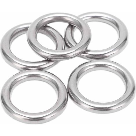 Lot de 5 anneaux ronds en acier inoxydable 304 sans soudure, type O, pour hamac et yoga.