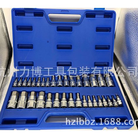 Kit de 34 clés Allen, douilles hexagonales et embouts de 1/4", 3/8" et 1/2" pouces.
