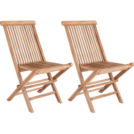 HORIZON - Lot de 2 Chaises de Jardin en Teck Massif Naturel (1/5)