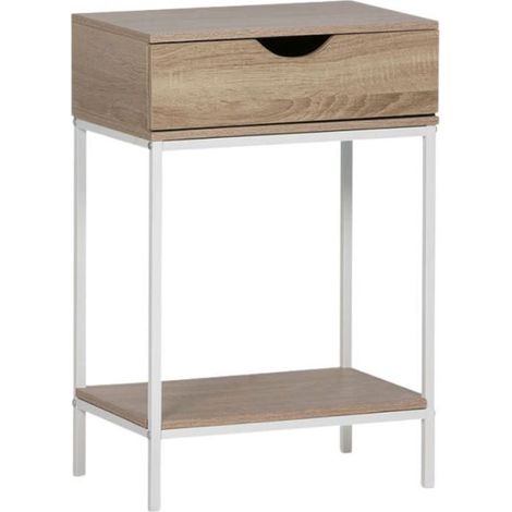 Muebles Auxiliares - Mueble Ceto con Cajón Madera-Metal - Blanco