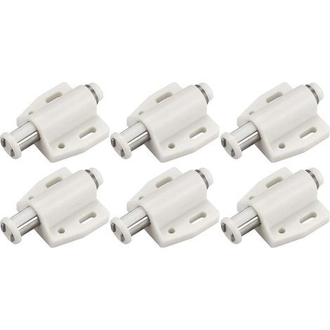 6 PCS Loqueteau Magnétique à Pression Loquet Aimanté en Plastique Loquet Magnétique à Fermeture Douce pour Porte Cabinet Tiroir Placard Coulissante Chambre Cuisine Salle de Bain - Blanc (1/4)